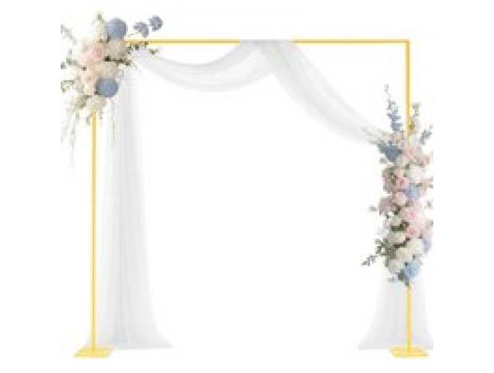VEVOR Bogenständer, 2,4x2,4 m, Hochzeitsbogen, quadratischer goldener Metall-Bogen-Hintergrundständer für Hochzeiten, Geburtstagsfeiern, Abschlussfeiern, Feiertage und Zeremoniendekoration