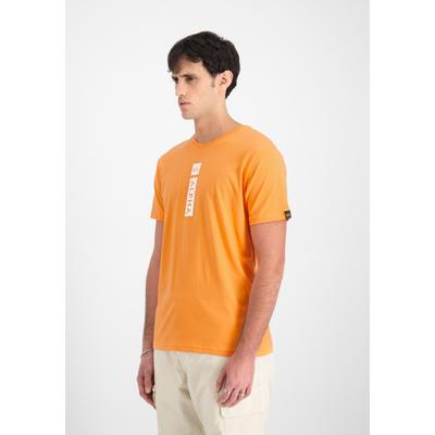 T-Shirt ALPHA INDUSTRIES "Alpha Puff Print T-Shirt", Herren, Gr. M, orange (tangerine), Obermaterial: 100% Baumwolle, Shirts T-Shirt