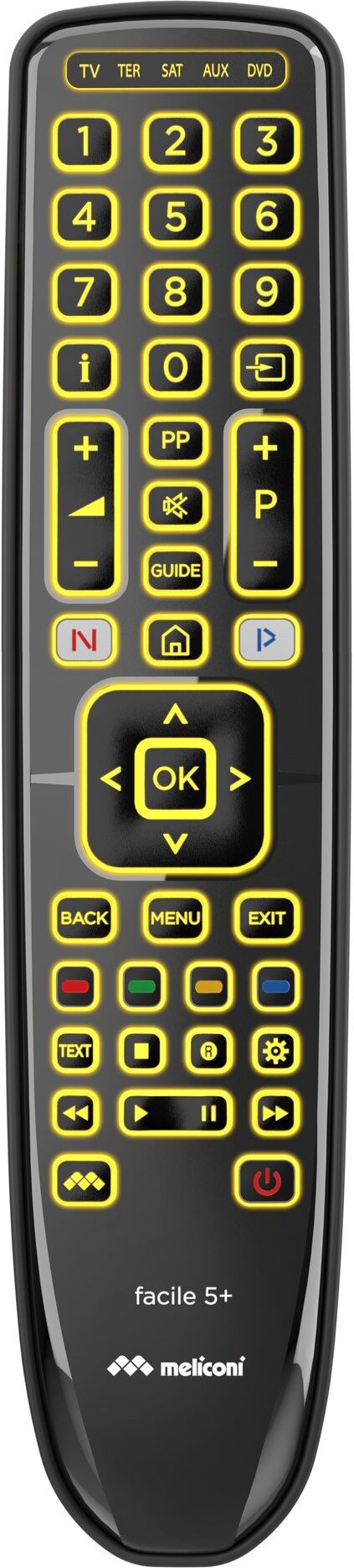 Telecomando tv Meliconi 806080 GUMBODY Facile 5+ Black