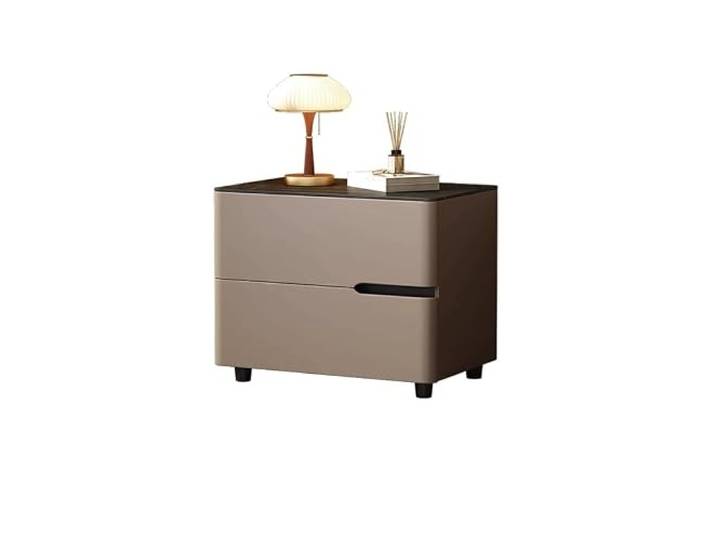 Bett mit Stauraum Moderner Nachttisch For Das Hauptschlafzimmer Desktop 50 x 40 x 48 cm einfache Massivholz-Ledermöbel mit Doppelschubladen
