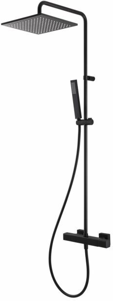Herzbach Deep Black Duschsäule 36.988250.2.12 mit Brause-Aufputz-Thermostat, schwarz matt