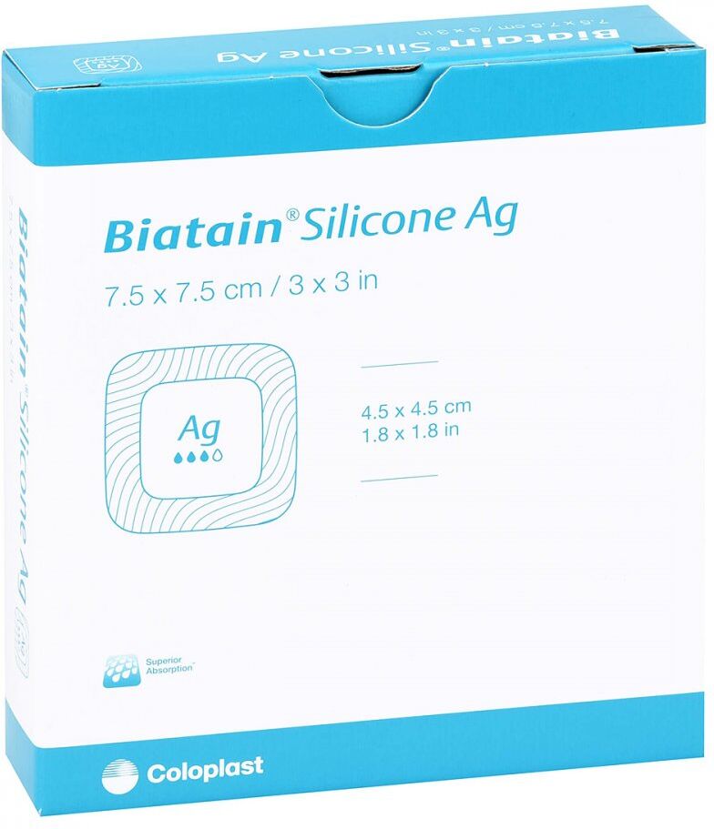 Biatain Silicone Ag Schaumverband 7,5x7,5 cm