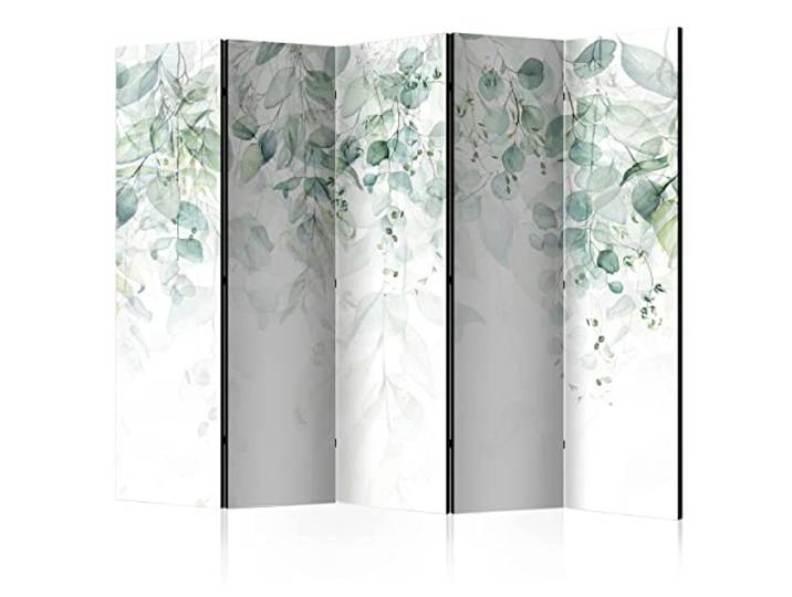 decomonkey Paravent Raumteiler Innen Pflanzen, 225x172 cm, 5-teilig, Laub Beidseitig, Blätter, Wohnzimmer, Room Divider, Wall, Raumteiler Stehend, Trennwand, Sichtschutz, Spanische Wand, Holz