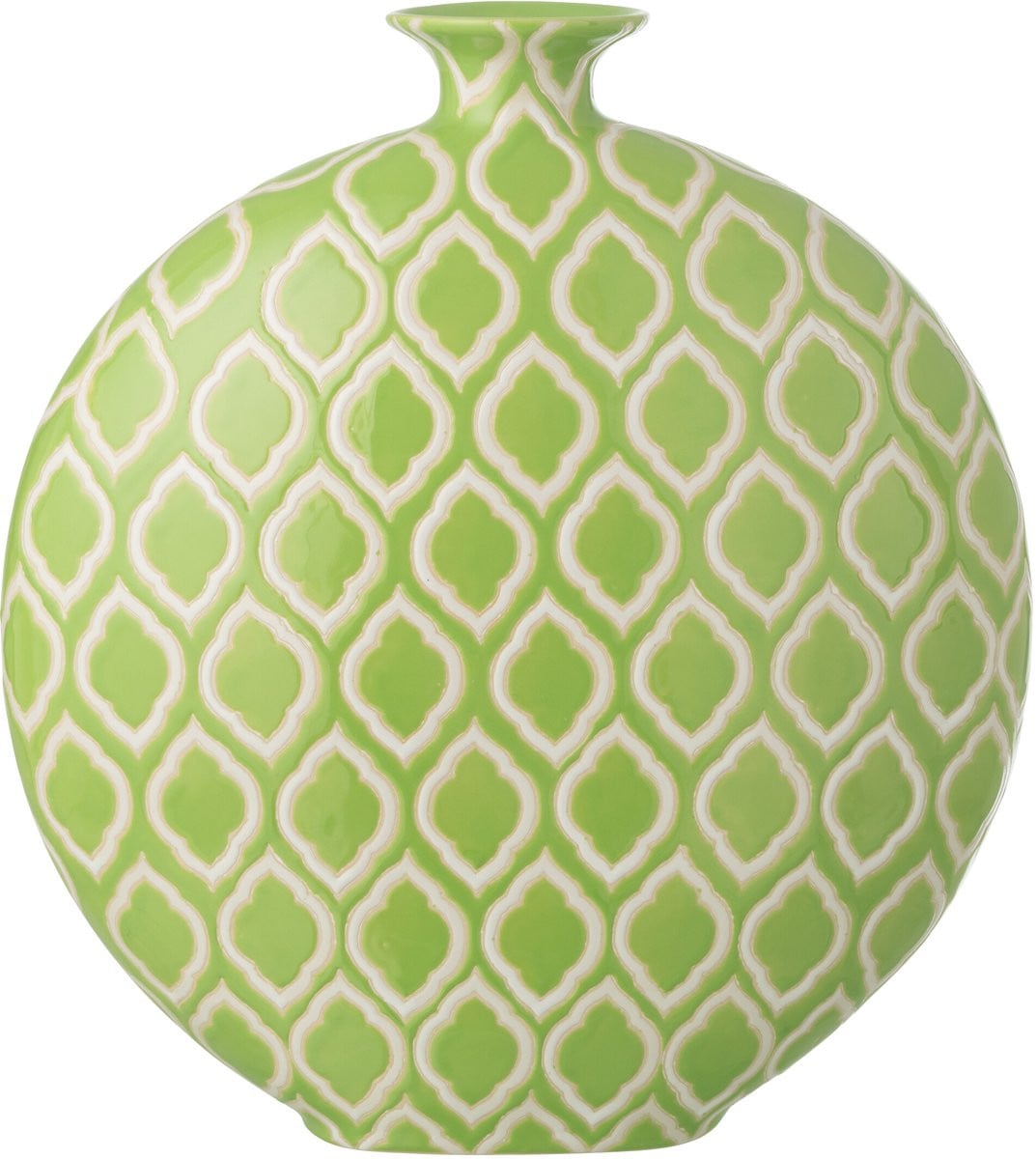 J-Line vaas Geruit porselein groen/wit large