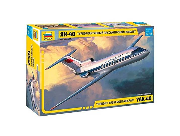 Zvezda - 7030-Yak-401/144 Turbojet Passenger Aircraft, schaal 1/144, plastic modelkit, ZS7030