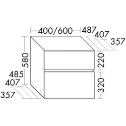 Burgbad Unterschrank Lin20 HGL 580x400x487 Trend-/RAL-Farbe Hochglanz, USIS040F5374 USIS040F5374