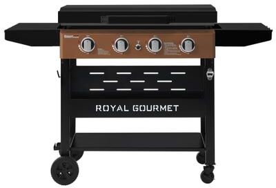Royal Gourmet 4-Burner Gas Griddle with Hood & Collapsible Side Shelves, Electronic Ignition, Outdoor Backyard BBQ