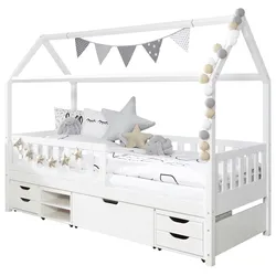 HAUSBETT Weiß mit Stauraum