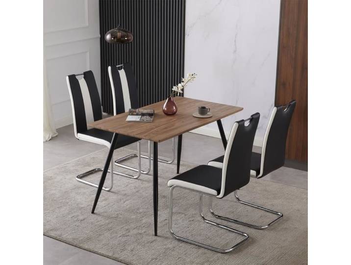 AKALNNY Lot de 4 chaises de salle à manger style contemporain simili noir et blanc 44x51x98cm