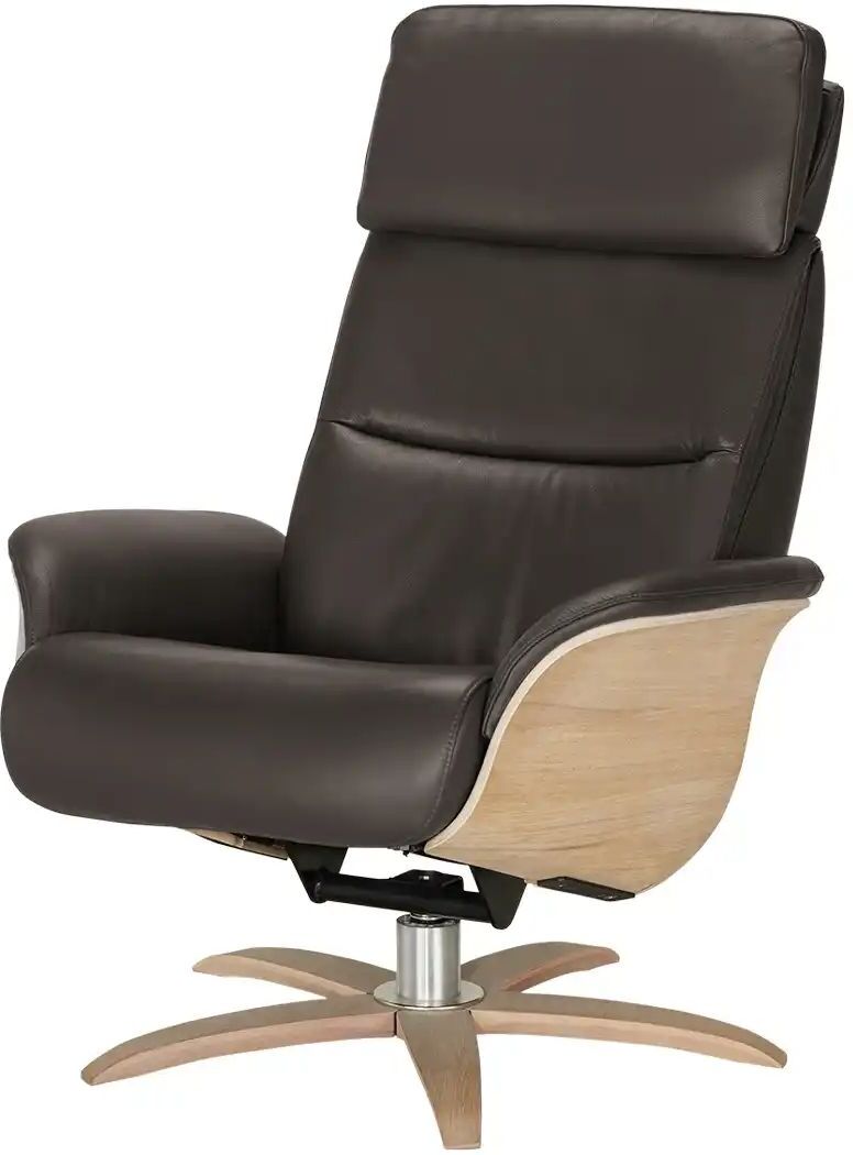 Nils Olsen Relaxsessel Leder mit Relaxfunktion Balance ¦ braun ¦ Maße (cm): B: