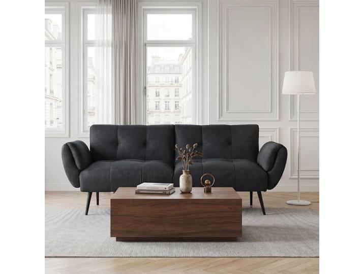 Canapé 2 Places - JIEXI - Canapé-lit en Tissu Gris foncé canapé Minimaliste pour Salon Appartement Bureau