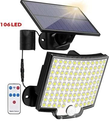 Uplifted Finds 106 LED Solar Motion Sensor Flood Light With Separate Panel For Outdoor Use with Remote