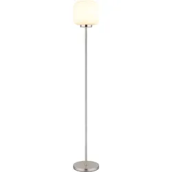 Stehleuchte Stehlampe Wohnzimmerlampe Fußschalter Silber Metall Glas H 157 cm