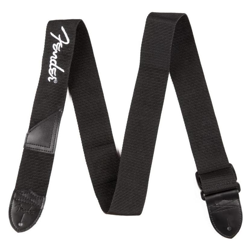 Fender Poly Strap bk, white logo, 5cm (46535545)
