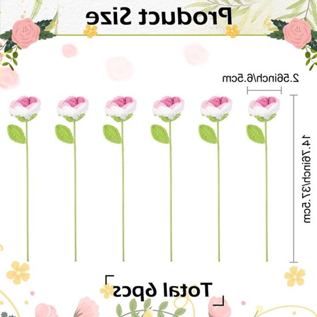 Roze gehaakte kunstbloemen met lange stelen voor decoratie