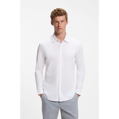 Langarmhemd BOSS ORANGE "Mysoft", Herren, Gr. XL, N-Gr, weiß (weiß100), Web, Obermaterial: 100% Baumwolle, unifarben, slim fit, Hemden, mit BOSS-Logostickerei