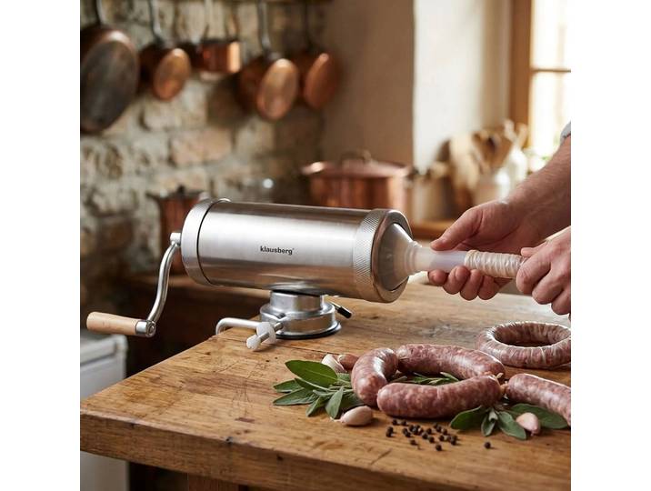 Manueller Wurstfüller, 2,5kg, Edelstahl, 3 Trichter