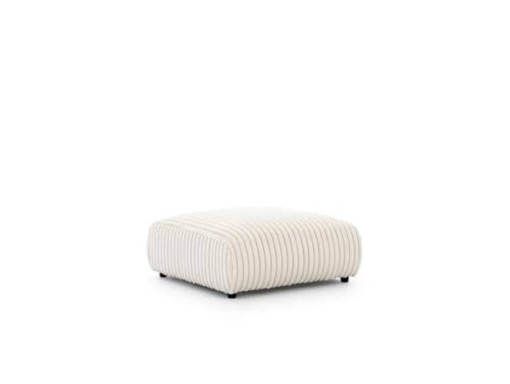S-Style Möbel Sitzhocker Hocker Fußhocker - 2 Sitzer - Sofahocker - Schwarze Füße - Plüschcord - Freistehend - Mollis Hellbeige