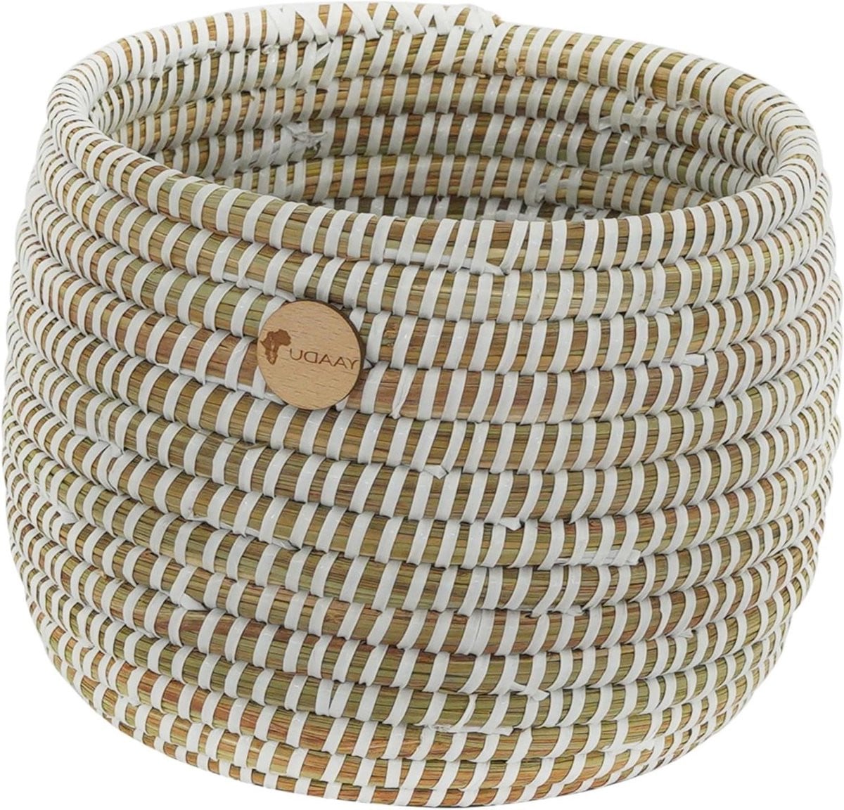Gevlochten Bloempot Mand Wit - Decoratieve Opbergmand voor op Tafel - Diameter: 16 cm