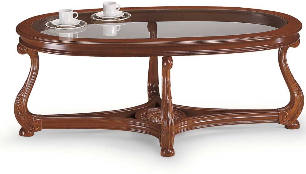 Pharao24.de Ovaler Salontisch im italienischen Design Buche furniert