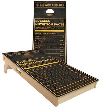 Skip's Garage Success Nutrition Facts Outdoor Cornhole Board Set