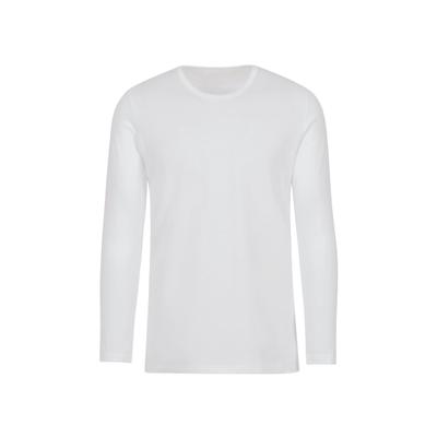 Longsleeve TRIGEMA "TRIGEMA Langarmshirt", Damen, Gr. L, weiß, Feinstrick, 95% Baumwolle, 5% Elasthan, Basic, lang, Rundhals, Shirts
