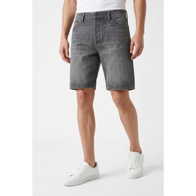 Shorts JACK & JONES, Herren, Gr. M, N-Gr, grau (grau denim), Denim/Jeans, Obermaterial: 100% Baumwolle, Abriebeffekte, relaxed fit, Hosen Shorts