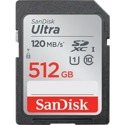 Sandisk Ultra SDXC UHS-I 512GB 120MB/s SDSDUN4-512G-GN6IN (512 GB, SDXC, U1, UHS-I), Speicherkarte, Mehrfarbig
