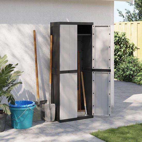 Famanu Aufbewahrungsschrank - Holzoptik - Für Garten und Balkon - Drei Türen - 65 x 37 x 165 cm