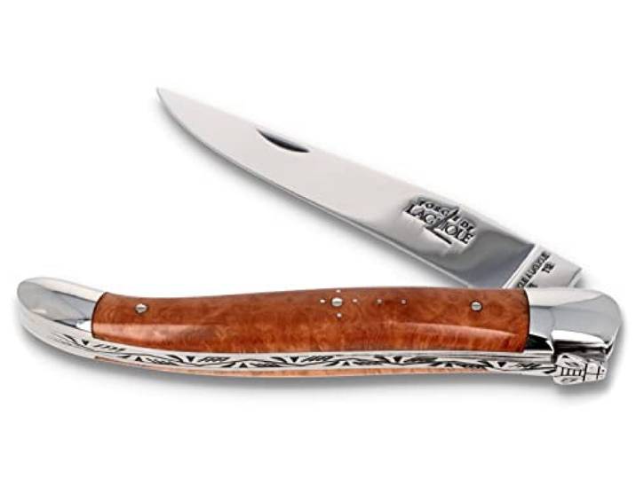 Forge De Laguiole Messer - 11 cm Griff - Bruyère Holz - Klinge 9 cm und Backen glänzend - Messer handgefertigt Frankreich