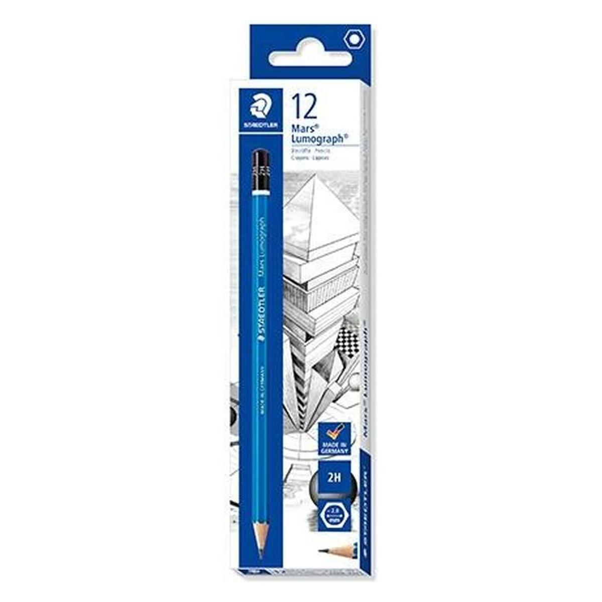 Staedtler Zeichenbleistift Mars Lumograph, Härtegrad 2H, unglaublich bruchfeste Premium-Bleistifte (2H, 12x) (100-2H)
