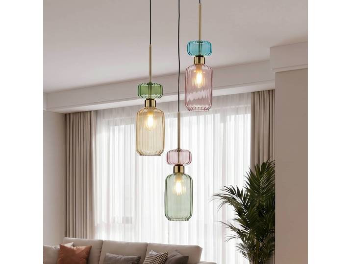 Hängeleuchte Molly, mehrfarbig/gold, 3-flg., Glas, Ø 38 cm Molly Milagro Lighting, dimmbar, Multicolour, für Wohn- / Esszimmer, Glas, Modern