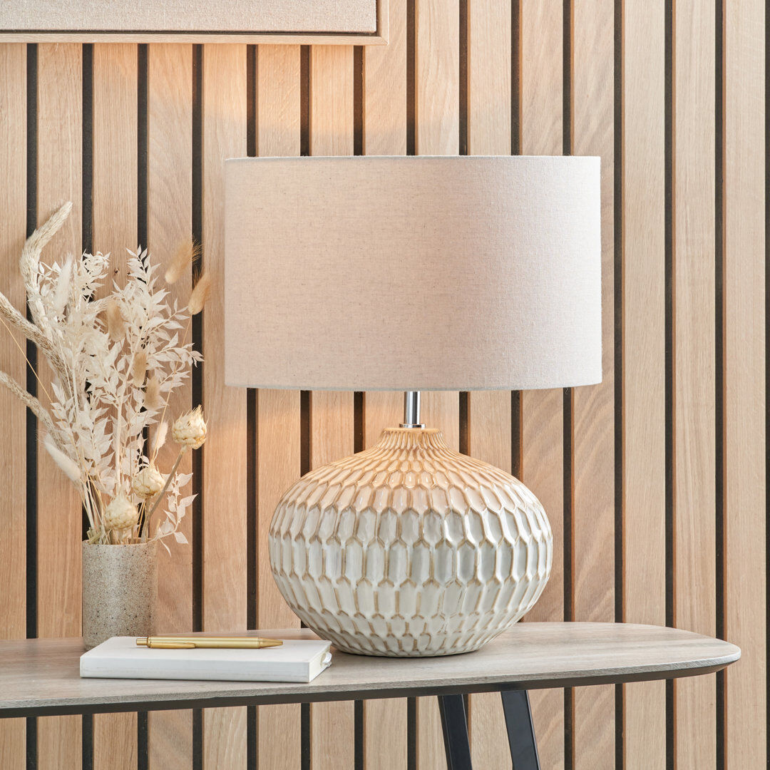 George Oliver Cassius Ceramic Table Lamp White 47cm H X 36cm W X 36cm D