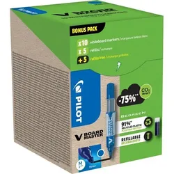 Pilot Non-permanent Whiteboard-Marker Blau Mittel Rundspitze  -   80% Recycelt 20 Stück