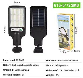 Inspired Living SolarPro Outdoor Motion Sensor LED Street Light Waterproof Solar Street Light With 3 Lighting Modes 72smd 1pc