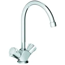 Grohe Armatur Spültisch-Zweigiff Costa neu chrom, schwenkbarer Rohrauslauf