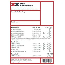 Kennzeichnungsschild AbZ (DIBt) Systeme - rot/weiß/schwarz