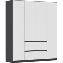 Drehtürenschrank Mainz Grau, Weiß