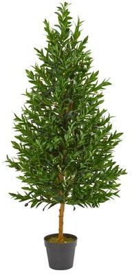 Nearly Natural 4.5' Olive Cone Topiary Artificial Tree UV Resistant (Indoor/Outdoor)