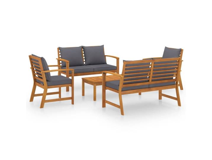 vidaXL 5-tlg. Garten-Lounge-Set mit Auflagen Massivholz Akazie