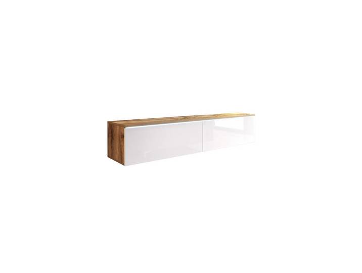 Feldmann-Wohnen Lowboard Lowboard D, Weiß, Eiche Wotan, Rechteckig, 140x30x32 cm, Wohnzimmer, TV Möbel, Lowboards, Lowboards stehend