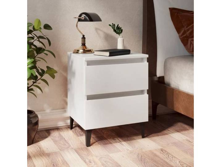 Table de chevet - VIDAXL - 2 pcs - Blanc - Aggloméré - 40x35x50 cm