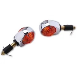 HIGHSIDER smart Ochsenauge Glühlampen Lenkerendenblinker Gehäuse Chrom / Linse Orange (Paar), Vorn & Hinten