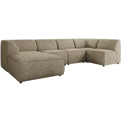 WOHNLANDSCHAFT MODARO U 5M - Dunkelbeige Struktur - Links