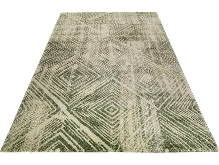 Teppich ESPRIT Cuba , ESP-40104 , grün (grün, hellgrün), B:160cm H:13mm L:225cm, Polypropylen (PP), Teppiche, Teppich, dichter Kurzflor, geometrisch, Wohnzimmer