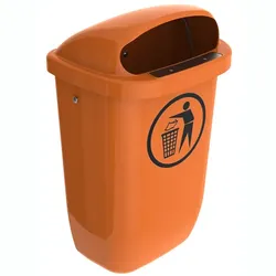 Mülleimer nach DIN PK 50 L Orange mit Abfall-Piktogramm