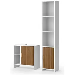 Vicco, Badmöbelset, Badmöbel-Set Norea, Eiche/Weiss, 2-teiliges Set