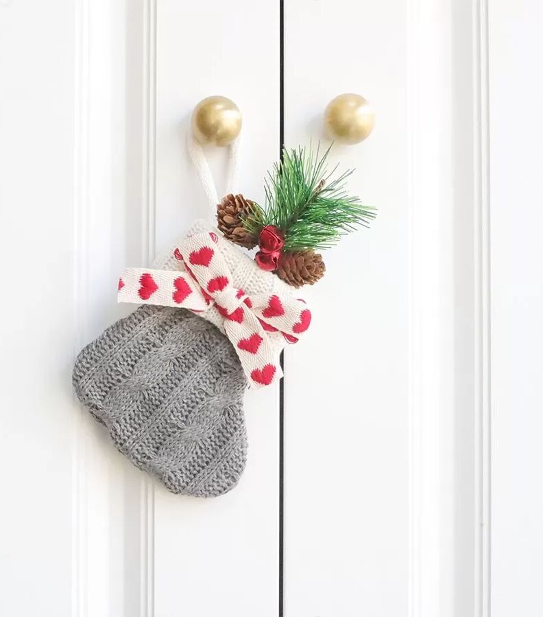 INF Ornement de Cloche d'Arbre de Noël Grise - Décoration Festive en Tissu et PVC