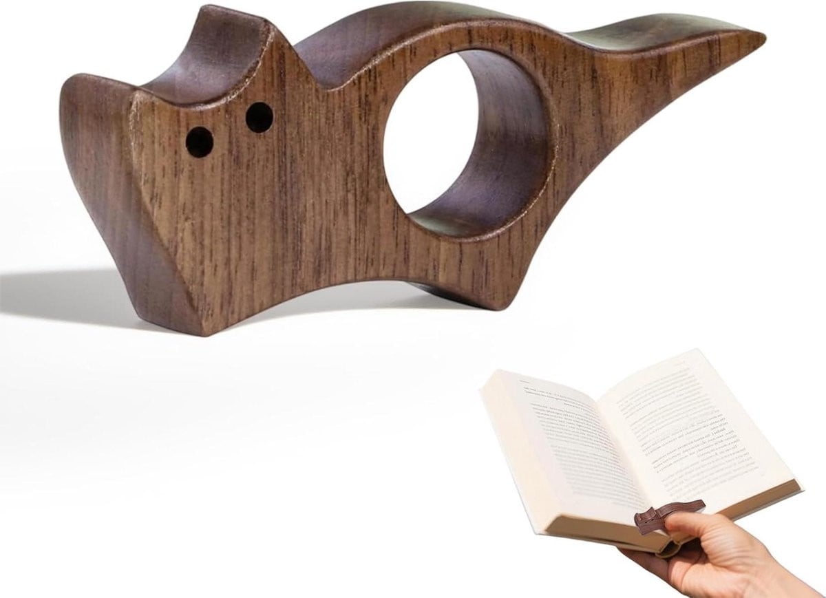 Boek Pagina Houder van Natuurlijk Hout - Ergonomische Duimsteun voor Ontspannen Lezen