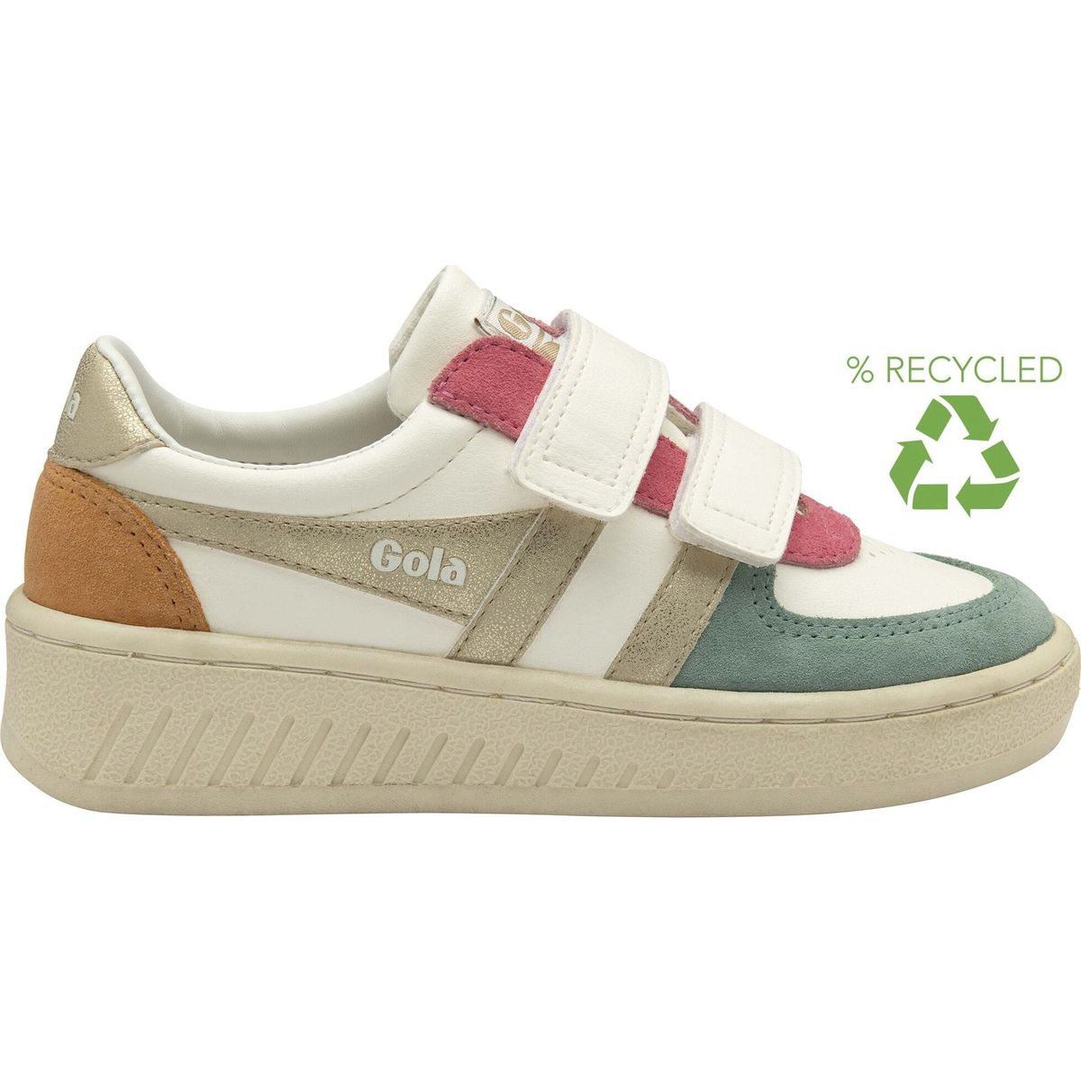 Gola Grandslam Quadrant Strap Sneaker Kids off white/green mist/gold/salmon (NY) 26K CKA207-NY-26K-offwhitegreenmistgoldsalmon